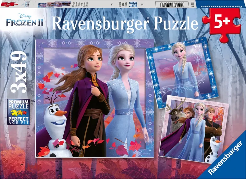 puzzels Disney Frozen 2 - 3 x 49 stukjes - kinderpuzzel from Ravensburger, Multicolour edition – box