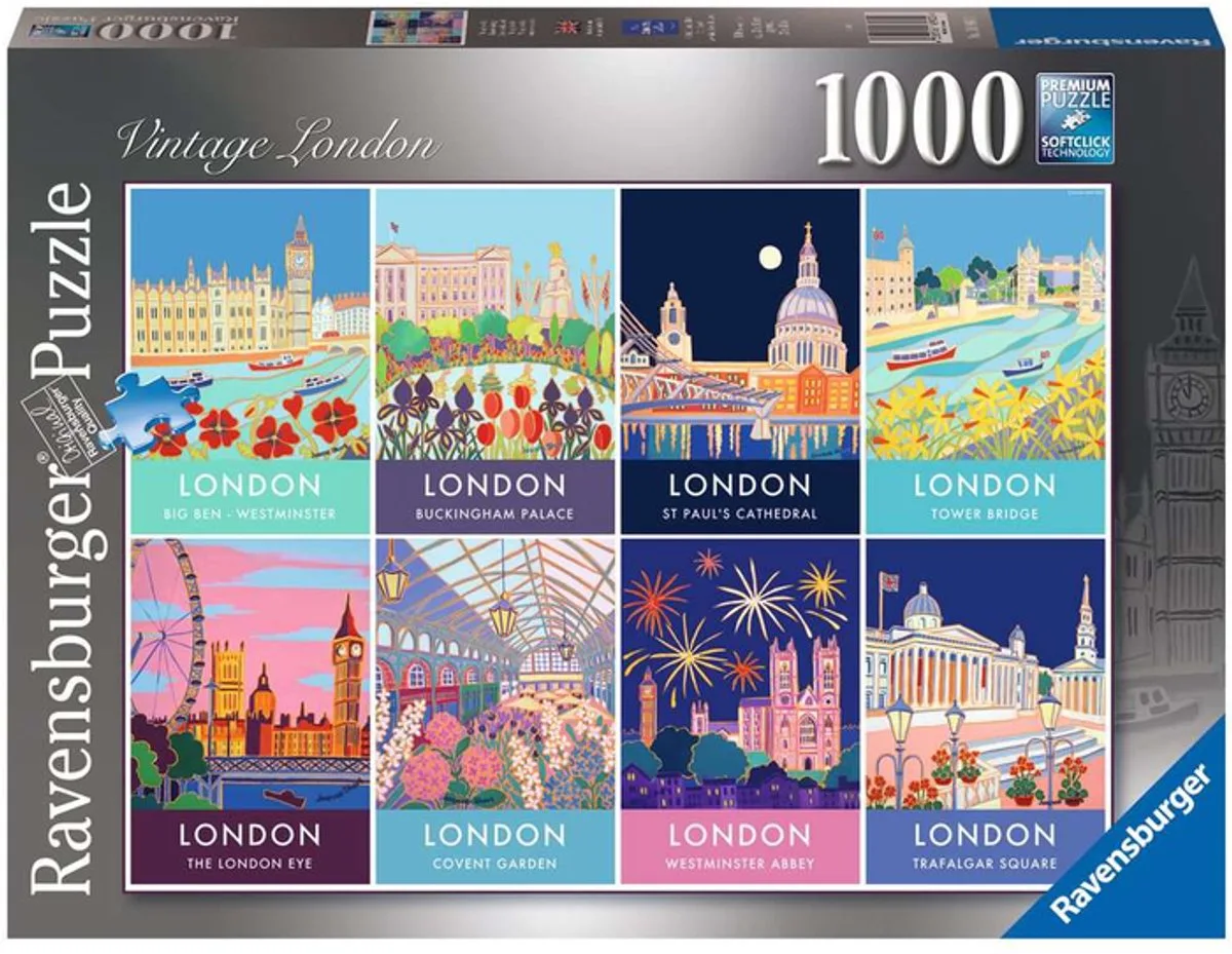Puzzle 1000 Vintage Londyn - Puzzel 1000 Vintage Londen van Ravensburger, editie Multi-coloured – doos