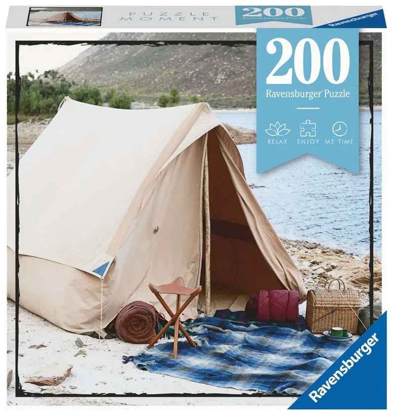 Puzzle 13308 - Camping - Puzzle Moment 200 Teil van Ravensburger, editie Beige – doos