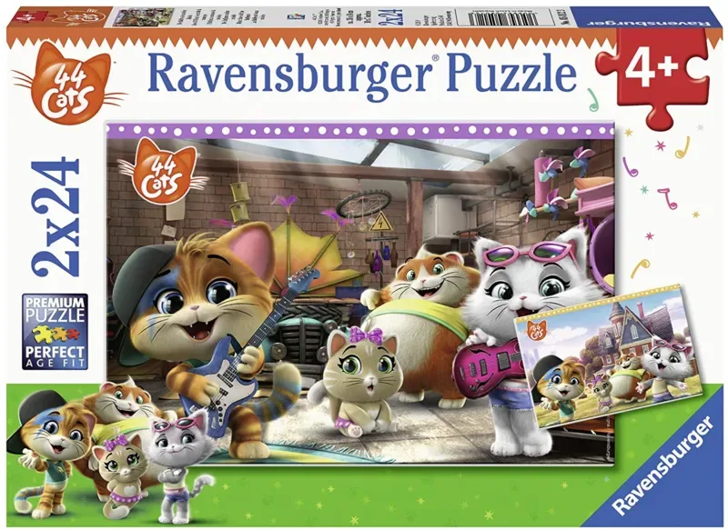 Puzzle 2 Puzzles - 44 Cats - 10 à 25 pièces van Ravensburger – doos