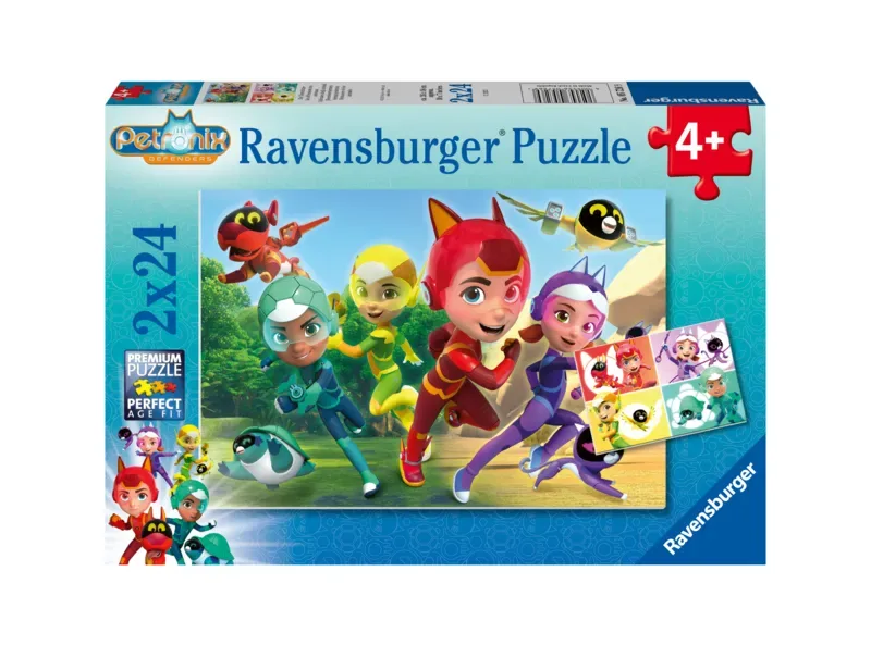 Puzzle 2 Puzzles - Défenseurs - Petronix - 10 à 25 pièces van Ravensburger – doos