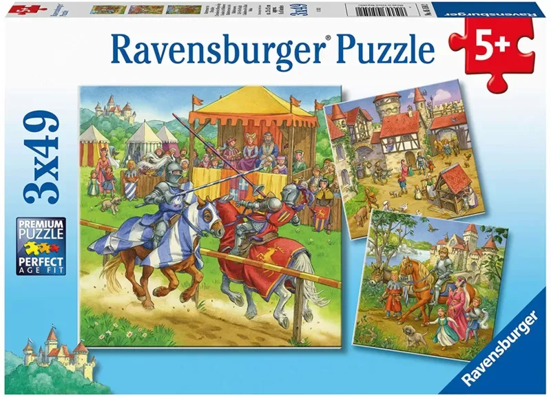 Puzzle 3 Puzzles - Moyen-Age - 26 à 50 pièces van Ravensburger – doos