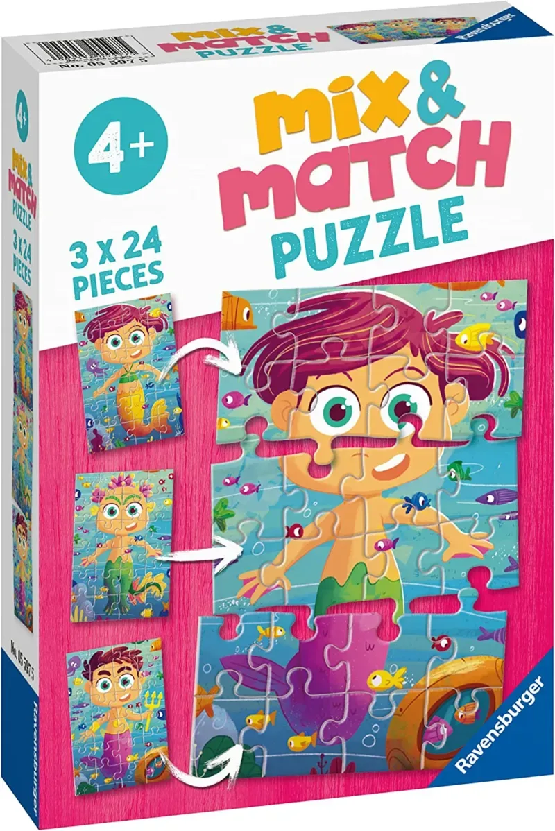 Puzzle 3 Puzzles - Sirènes et Monstres Marins - 10 à 25 pièces de Ravensburger – boîte