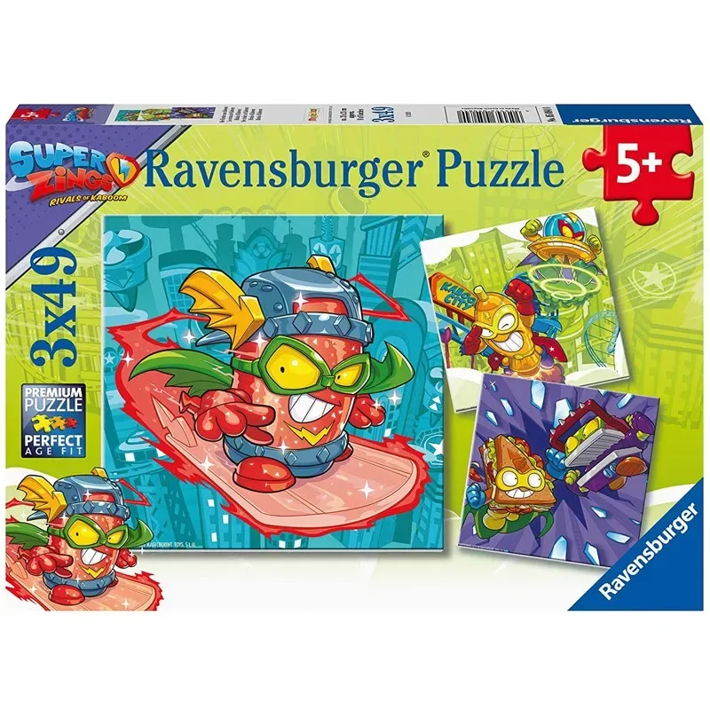 Puzzle 3 Puzzles - Super Zings - 26 à 50 pièces van Ravensburger – doos