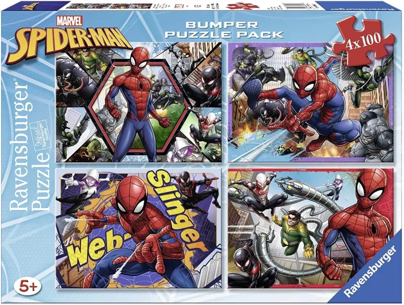 Puzzle 4 Puzzles - Spider-Man - 100 à 149 pièces van Ravensburger – doos