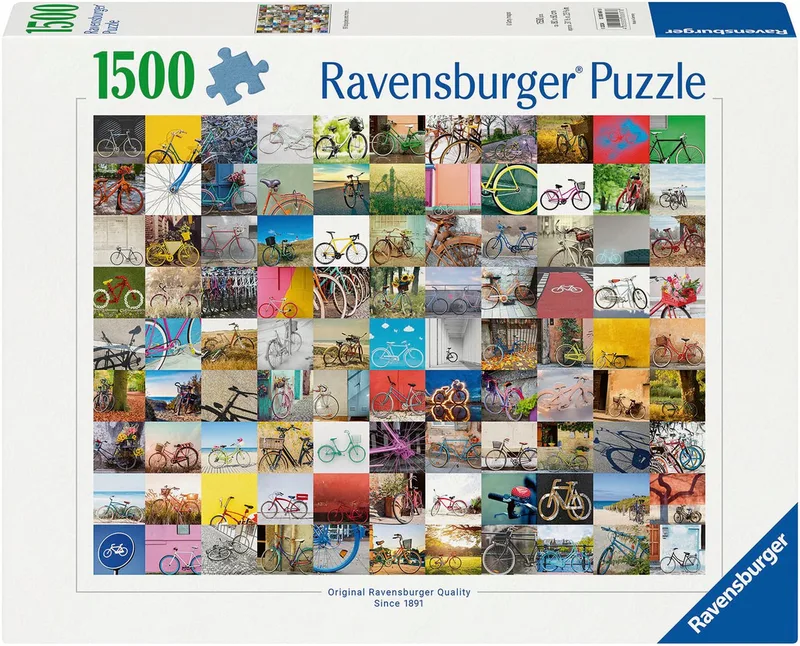 Puzzle 99 Fahrräder und mehr..., 1500 Puzzleteile, Made in Germany de Ravensburger, édition Multicolore – boîte 1 sur 2