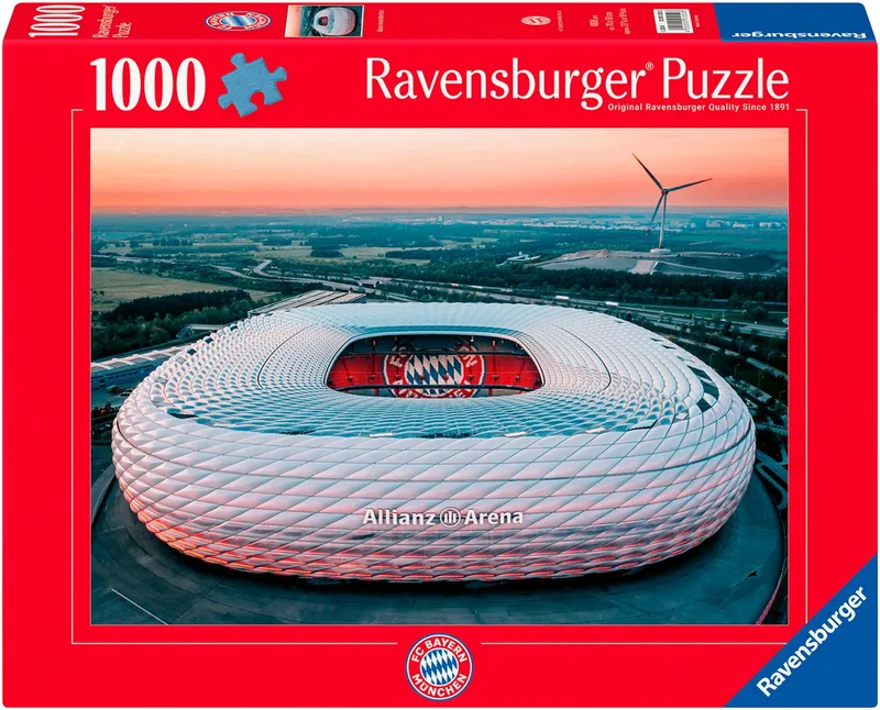 Puzzle Allianz Arena München, 1000 Puzzleteile, Made in Germany de Ravensburger, édition Multicolore – boîte 1 sur 2