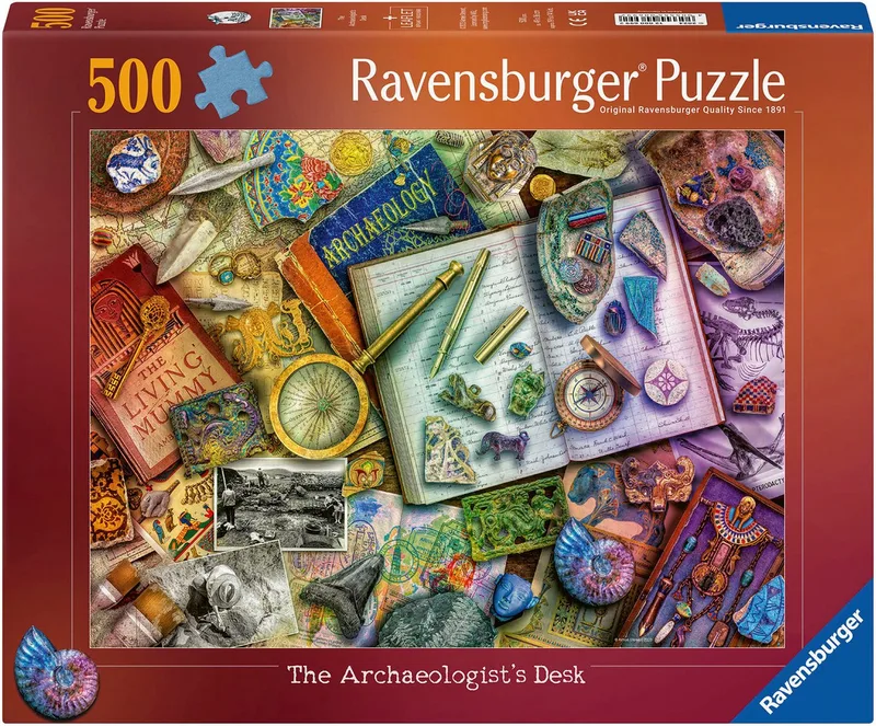 Puzzle Amiee Stewart Archaeology, 500 Puzzleteile, Made in Germany de Ravensburger, édition Multicolore – boîte 1 sur 2