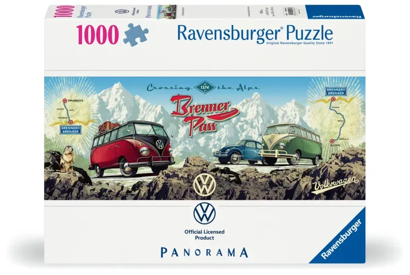 Puzzle Avec la VW Bulli sur le Brenner - 1000 pièces de Ravensburger – boîte 2 sur 2