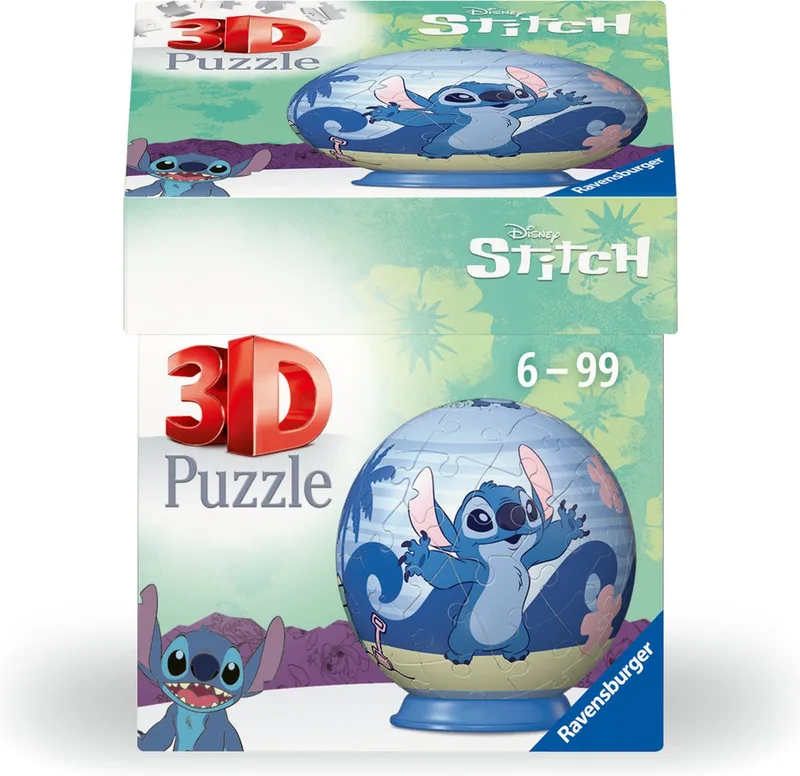 Puzzle-Ball Disney Stitch - 3D Puzzelbal - 55 Stukjes van Ravensburger, editie Meerkleurig – doos