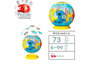Puzzle-Ball Disney Stitch - 3D Puzzelbal - 72 Stukjes from Ravensburger, Multicolour edition – box 3 of 5