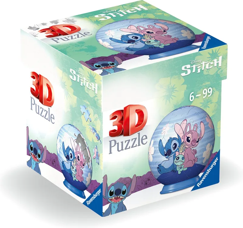 Puzzle-Ball Disney Stitch - 3D Puzzelbal - 72 Stukjes van Ravensburger, editie Meerkleurig – doos