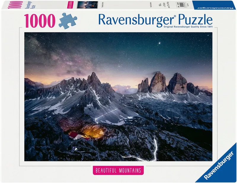 Puzzle Beautiful Mountains, Drei Zinnen, Dolomiten, 1000 Puzzleteile, Made in Germany de Ravensburger, édition Multicolore – boîte