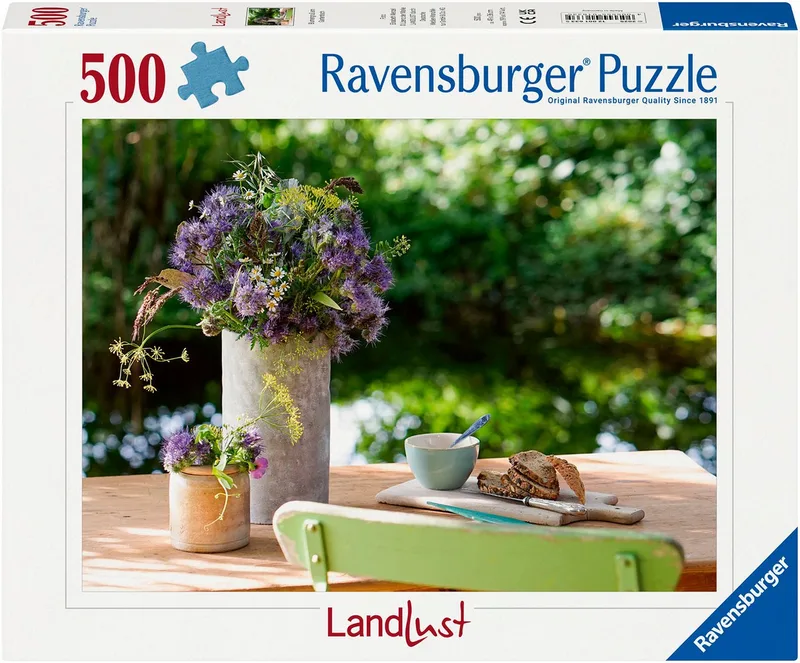 Puzzle Blumengruß am Gartentisch, 500 Puzzleteile, Made in Germany from Ravensburger, Multicolour edition – box