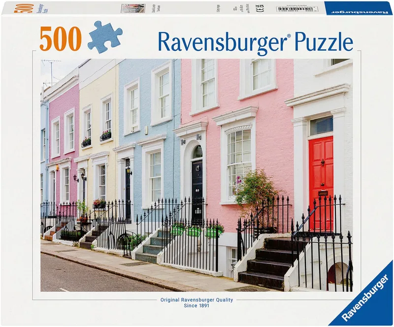 Puzzle Bunte Stadthäuser in London, 500 Puzzleteile, Made in Germany de Ravensburger, édition Multicolore – boîte 1 sur 2
