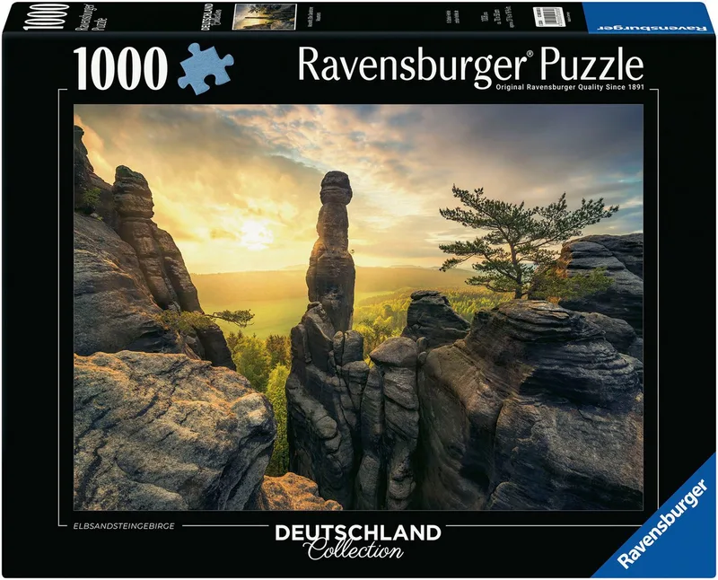 Puzzle Deutschland Collection, Erleuchtung - Elbsandsteingebirge, 1000 Puzzleteile, Made in Germany from Ravensburger, Multicolour edition – box
