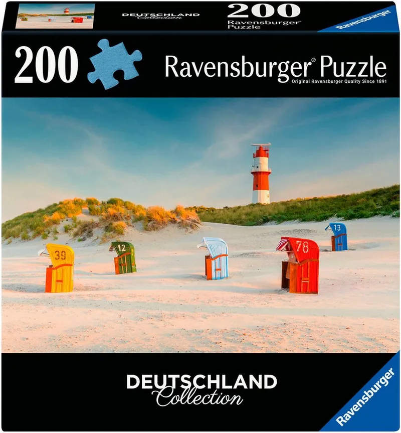 Puzzle Deutschland Collection, Leuchtturm hinter der Düne auf Borkum, 200 Puzzleteile, Made in Europe de Ravensburger, édition Multicolore – boîte 1 sur 4