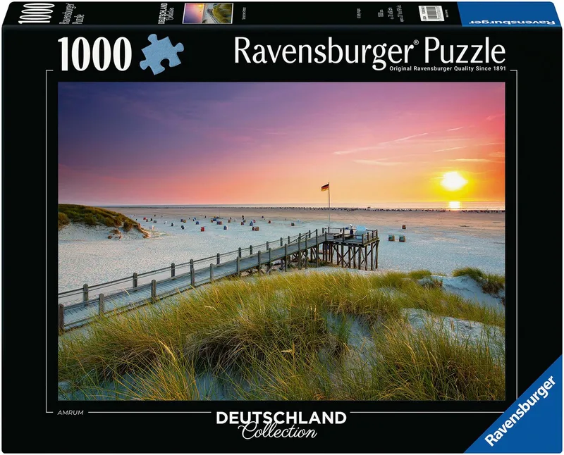 Puzzle Deutschland Collection, Sonnenuntergang über Amrum, 1000 Puzzleteile, Made in Germany de Ravensburger, édition Multicolore – boîte 1 sur 2