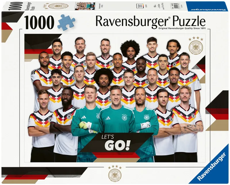 Puzzle DFB Nationalmannschaft Fußball-WM 2026, 1000 Puzzleteile, Made in Germany de Ravensburger, édition Multicolore – boîte 1 sur 2