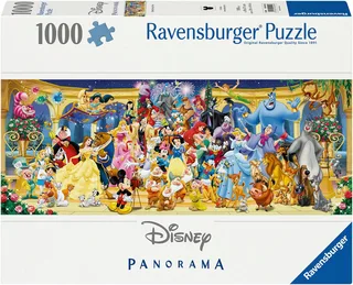 Puzzle Disney Classics, Panorama, Disney Gruppenfoto, 1000 Puzzleteile, Made in Germany de Ravensburger, édition Multicolore – boîte 1 sur 2