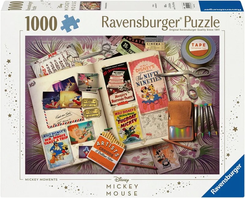 Puzzle Disney Mickey Mouse, 1940 Mickey Moments, 1000 Puzzleteile, Made in Germany van Ravensburger, editie Meerkleurig – doos 1 van 2