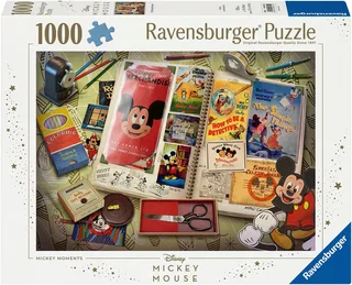 Puzzle Disney Mickey Mouse, 1950 Mickey Moments, 1000 Puzzleteile, Made in Germany von Ravensburger, Ausgabe Mehrfarbig – Schachtel 1 von 2