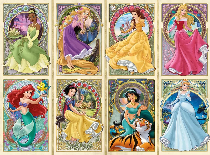 Puzzle Disney Princess, Nouveau Art Prinzessinnen, 1000 Puzzleteile, Made in Germany from Ravensburger, Multicolour edition – box 2 of 2