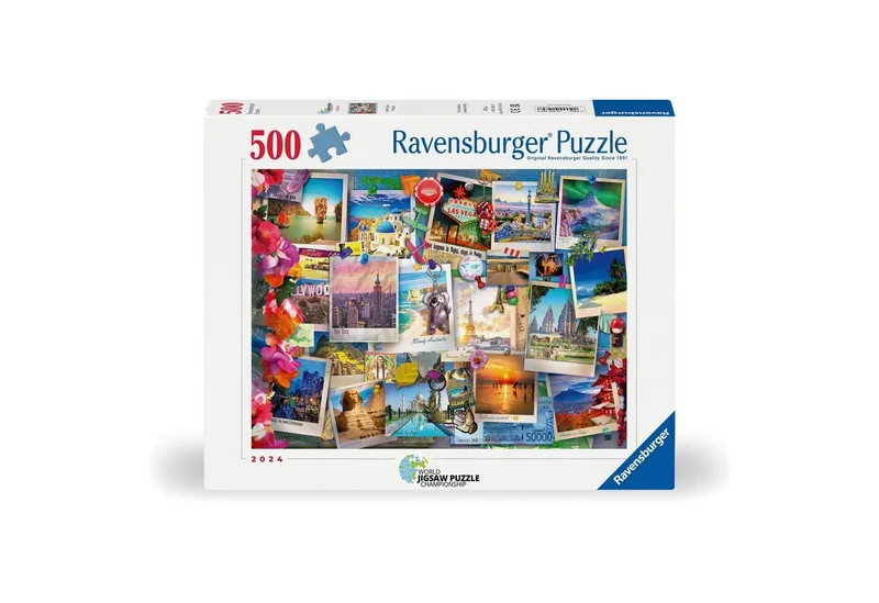 Puzzle Erwachsenenpuzzle 500 Teile - Weltreise - Pinnwand, 500 Puzzleteile from Ravensburger – box