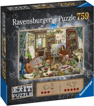 Puzzle EXIT, Das Künstleratelier, 759 Puzzleteile, Made in Germany de Ravensburger, édition Multicolore – boîte 2 sur 3