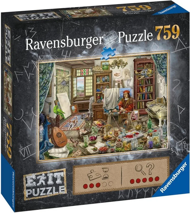 Puzzle EXIT, Das Künstleratelier, 759 Puzzleteile, Made in Germany de Ravensburger, édition Multicolore – boîte 2 sur 3