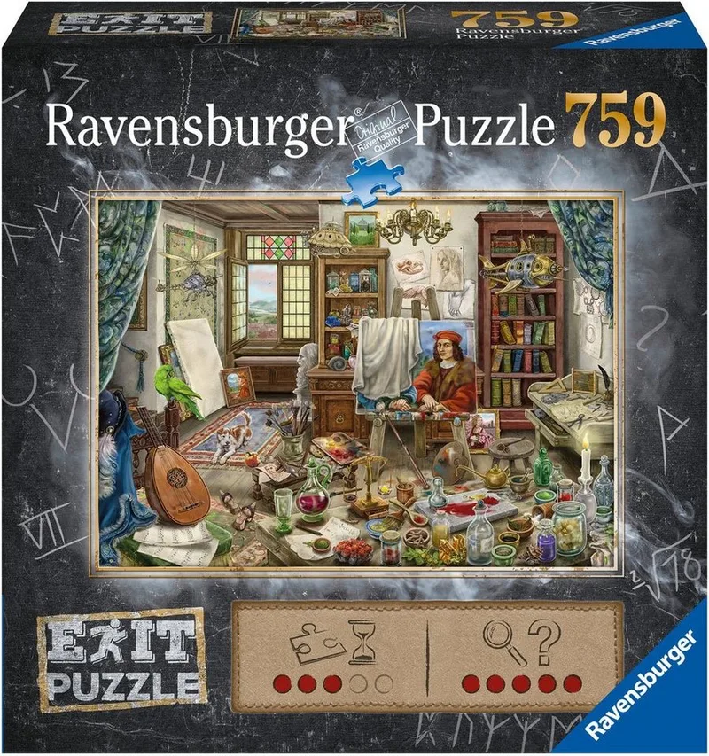 Puzzle EXIT, Das Künstleratelier, 759 Puzzleteile, Made in Germany de Ravensburger, édition Multicolore – boîte 1 sur 3