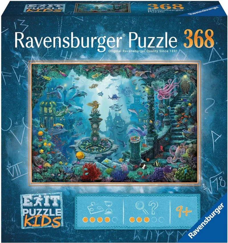 Puzzle EXIT, Puzzle Kids, Im Unterwasserreich, 368 Puzzleteile, Made in Germany de Ravensburger, édition Multicolore – boîte 1 sur 2