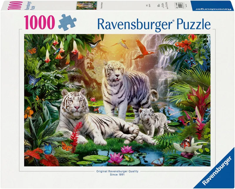 Puzzle Familie der Weißen Tiger, 1000 Puzzleteile, Made in Germany de Ravensburger, édition Multicolore – boîte 1 sur 2