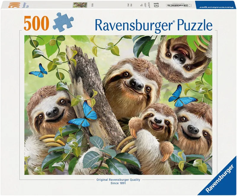 Puzzle Faultier Selfie, 500 Puzzleteile, Made in Germany de Ravensburger, édition Multicolore – boîte 1 sur 2