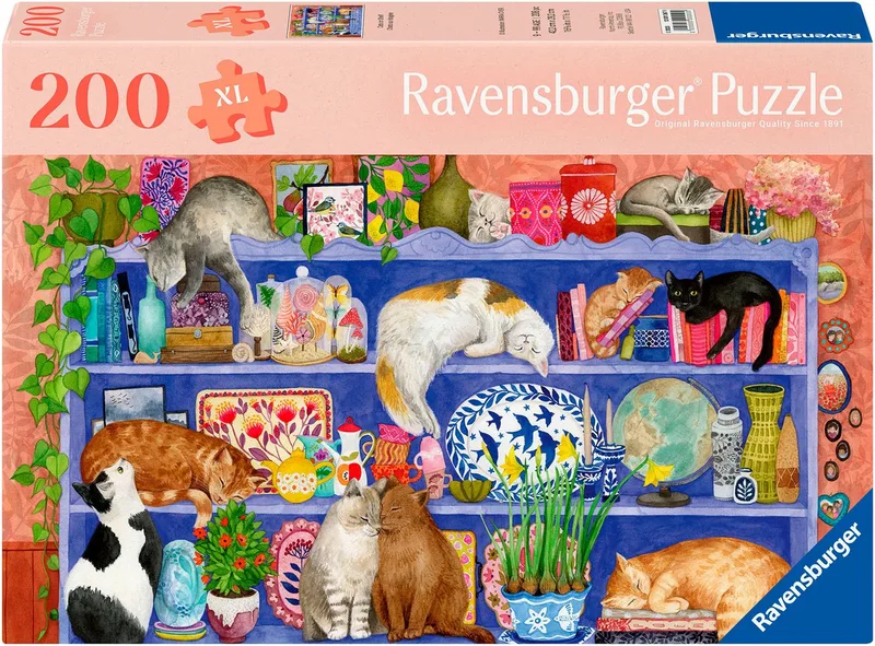 Puzzle Feel Well & Puzzle, Katzen im Regal, 200 Puzzleteile, XL, für Erwachsene, Made in Europe de Ravensburger, édition Multicolore – boîte 1 sur 5