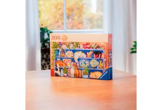 Puzzle Feel Well & Puzzle, Katzen im Regal, 200 Puzzleteile, XL, für Erwachsene, Made in Europe de Ravensburger, édition Multicolore – boîte 4 sur 5