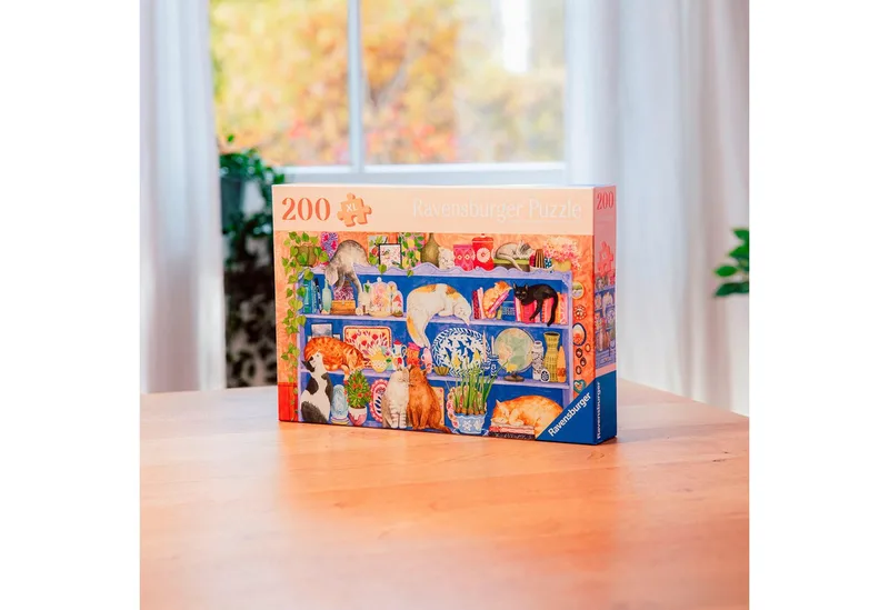 Puzzle Feel Well & Puzzle, Katzen im Regal, 200 Puzzleteile, XL, für Erwachsene, Made in Europe de Ravensburger, édition Multicolore – boîte 4 sur 5