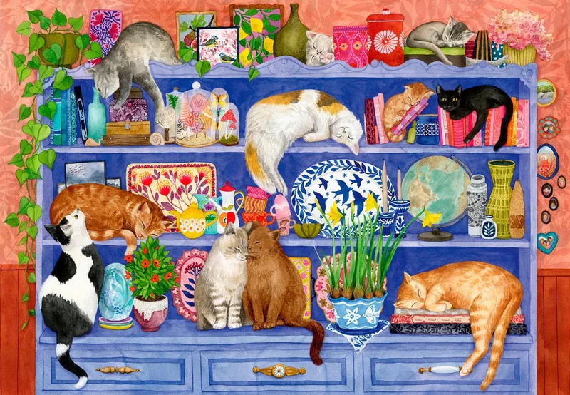 Puzzle Feel Well & Puzzle, Katzen im Regal, 200 Puzzleteile, XL, für Erwachsene, Made in Europe de Ravensburger, édition Multicolore – boîte 5 sur 5