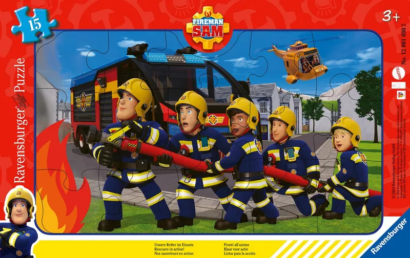 Puzzle Feuerwehrmann Sam, Unsere Retter im Einsatz, 15 Puzzleteile, Made in Europe van Ravensburger, editie Meerkleurig – doos