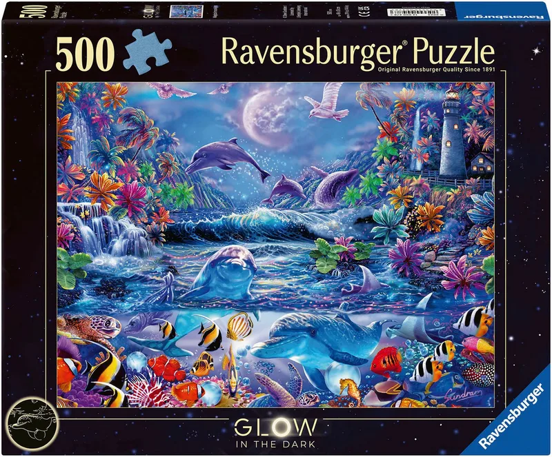 Puzzle Glow in the Dark, Im Zauber des Mondlichts, 500 Puzzleteile, Made in Germany de Ravensburger, édition Multicolore – boîte 1 sur 2