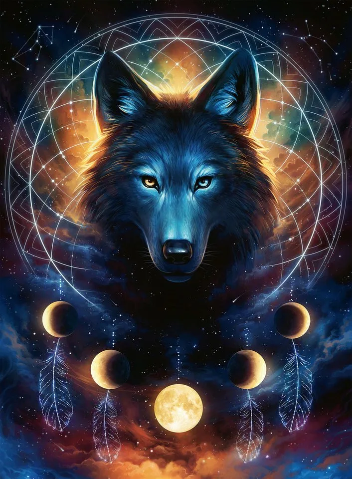 Puzzle Glow in the Dark, Leuchtender Wolf, 500 Puzzleteile, Made in Germany from Ravensburger, Multicolour edition – box 2 of 2