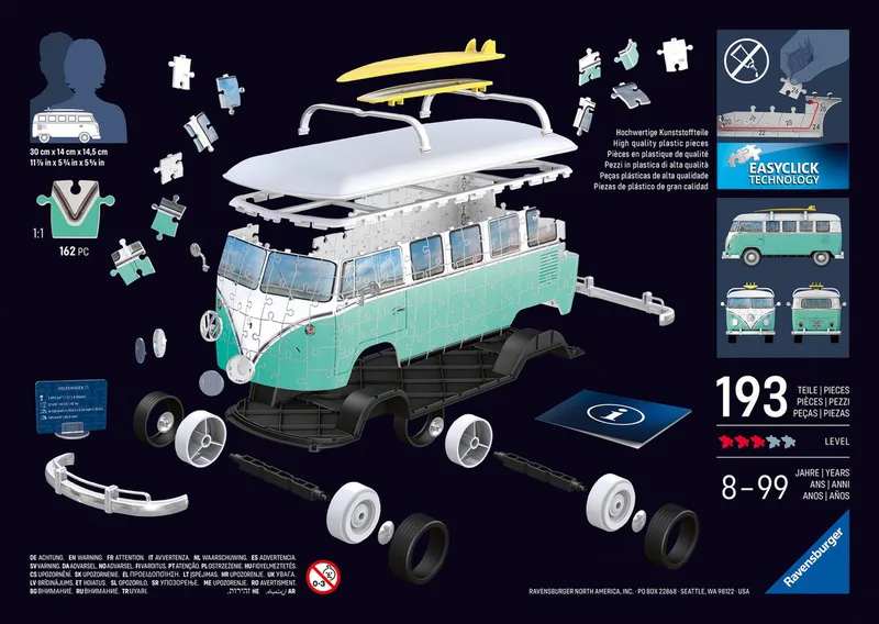 Puzzle Iconics Edition - 185 Stukjes - Vanaf 8 Jaar from Ravensburger, Volkswagen T1 Bulli Chrome edition – box 3 of 4