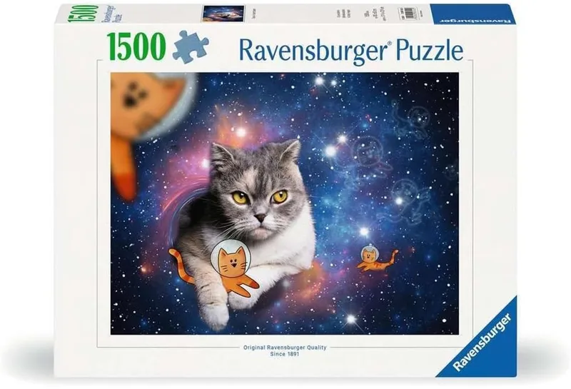 Puzzle - Katzen fliegen im Weltall - 1500 Teile de Ravensburger, édition Multicolore – boîte