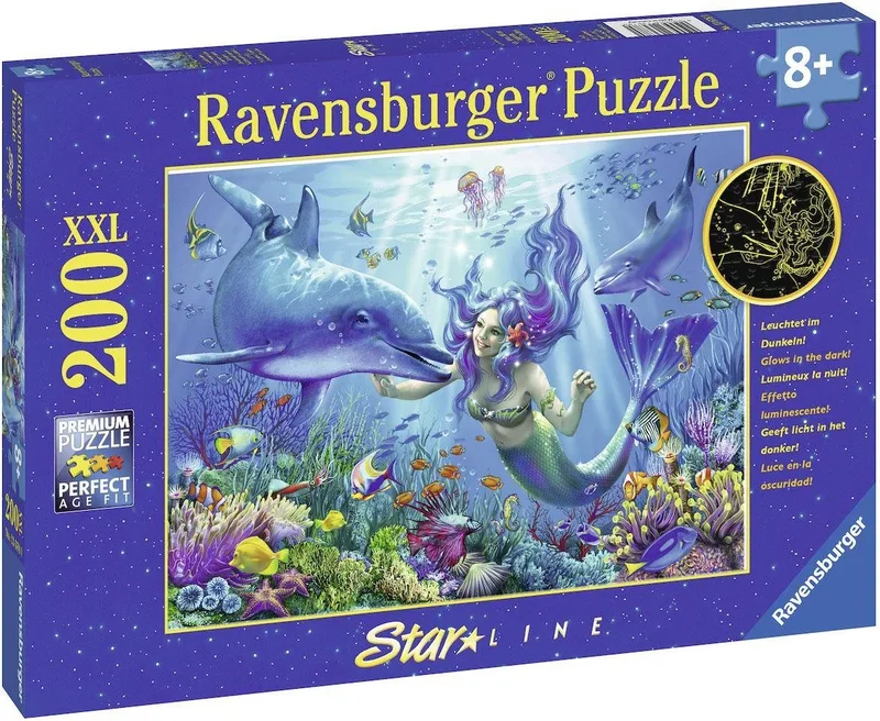 Puzzle Leuchtendes Unterwasserparadies, 200 Puzzleteile, leuchtet im Dunkeln, Made in Germany de Ravensburger, édition Multicolore – boîte 2 sur 4