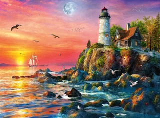 Puzzle Leuchtturm am Abend, 500 Puzzleteile, Made in Germany de Ravensburger, édition Multicolore – boîte 2 sur 2