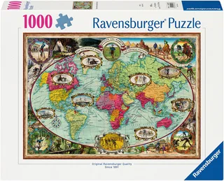 Puzzle Mit Fahrrad um die Welt, 1000 Puzzleteile, Made in Germany van Ravensburger, editie Meerkleurig – doos 1 van 2