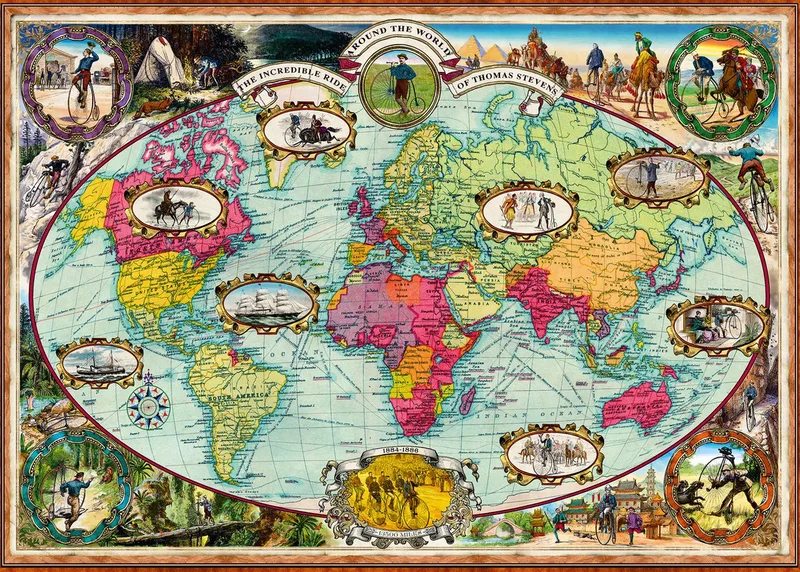 Puzzle Mit Fahrrad um die Welt, 1000 Puzzleteile, Made in Germany van Ravensburger, editie Meerkleurig – doos 2 van 2