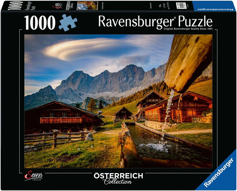 Puzzle Neustattalm am Dachstein, 1000 Puzzleteile, Made in Germany van Ravensburger, editie Meerkleurig – doos 1 van 2