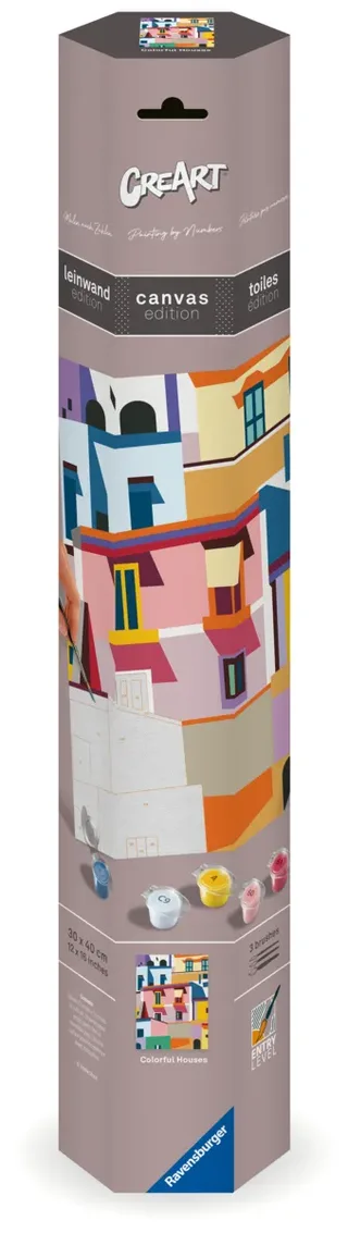 Puzzle Peinture au Numéro - CréArt - Edition Toiles - Colorful Houses von Ravensburger – Schachtel 2 von 2