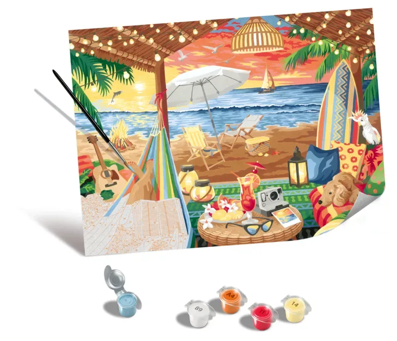 Puzzle Peinture au Numéro - CréArt Edition Toiles - Cozy Cabana de Ravensburger – boîte 1 sur 2